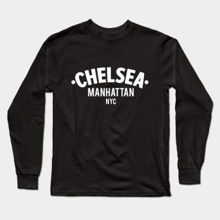 Chelsea Manhattan NYC- Minimal Neighborhood Typo Art Long Sleeve T-Shirt